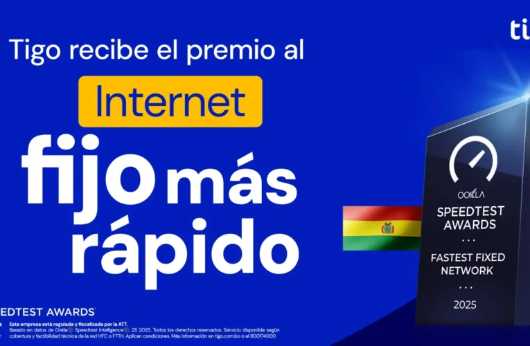 Tigo recibe premio de Ookla como la red fija más rápida de Bolivia